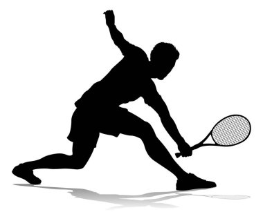Silüet giymiş bir tenisçi erkek sporcu.