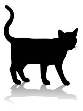 Bir siluet kedi evcil hayvan detaylı grafik
