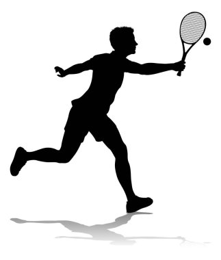 Silüet giymiş bir tenisçi erkek sporcu.