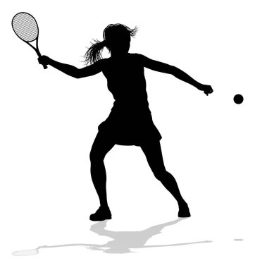 A tennis player woman female sports person in silhouette clipart