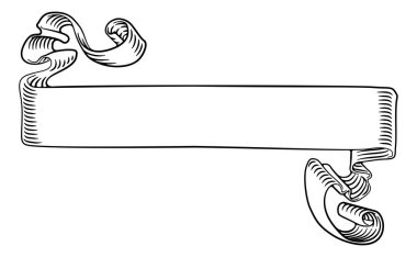 Eski usul ahşap oymalı bir parşömen kurdelesi.