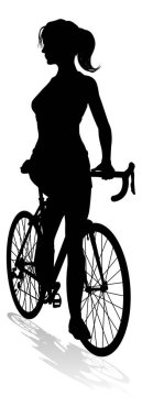 A woman bicycle riding bike cyclist in silhouette clipart