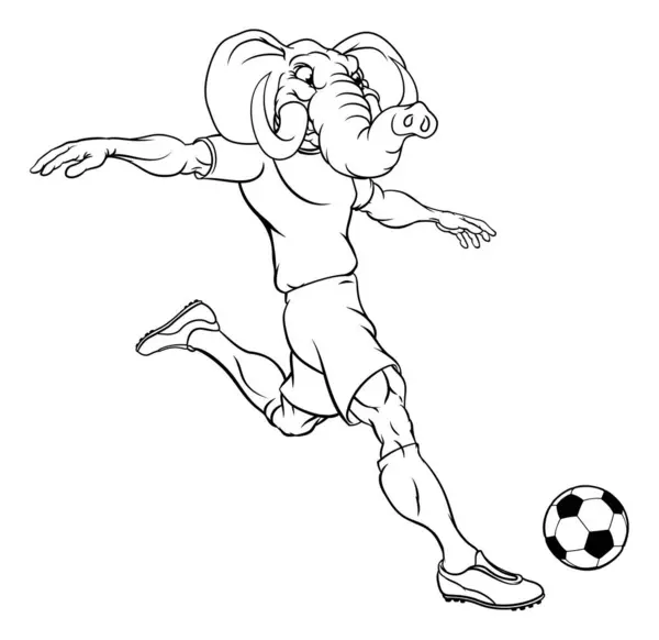 stock vector An elephant soccer football player cartoon animal sports mascot kicking the ball