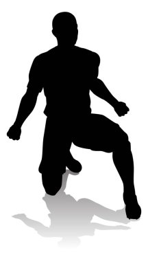 Siluette bir futbol oyuncusu veya futbolcu