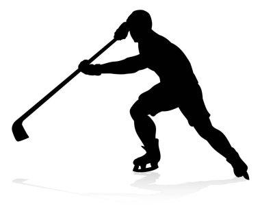 Silüetli bir buz hokeyi oyuncusunun spor çizimi