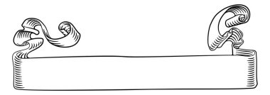 Eski usul ahşap oymalı bir parşömen kurdelesi.