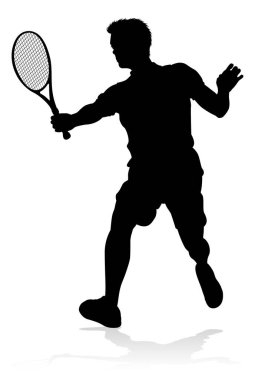 Bir tenis oyuncusu silueti sporcu tasarım elementi