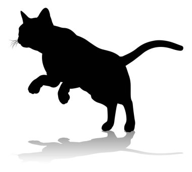 Bir siluet kedi evcil hayvan detaylı grafik