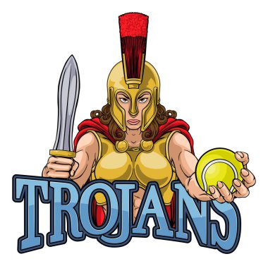 Spartalı ya da Truvalı kadın gladyatör savaşçı kadın tenis maskotu.