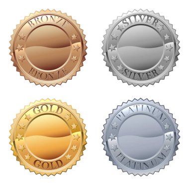 Platin, altın, gümüş ve bronz rozetli bir madalya ikonu