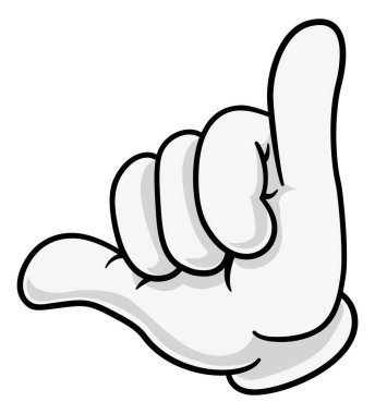 A shaka hang loose surf or gamer skilled hand gesture sign cartoon symbol icon