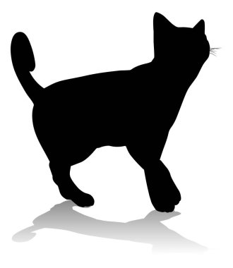 Bir siluet kedi evcil hayvan detaylı grafik
