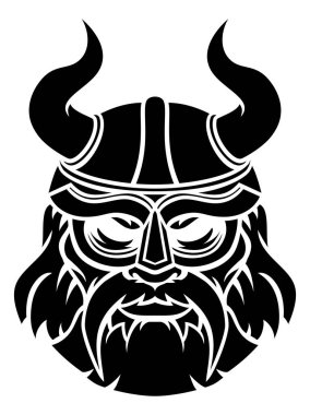 Viking sports mascot wearing a horned helmet