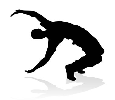 Siluet bir erkek sokak dans hip hop dansçısı