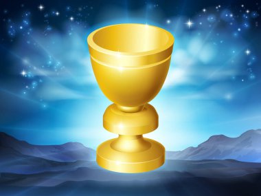 Kutsal kâse altın kadeh kadehi illüstrasyon konsepti.