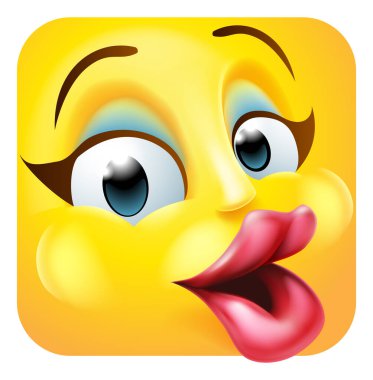 Çekici bir ünlü yıldız kadın emojisi ya da emoticon kare yüz 3D simge çizgi film karakteri
