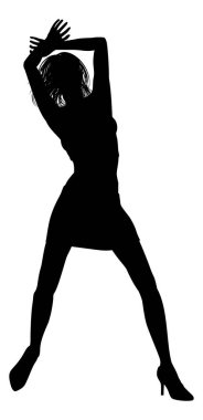 Siluet içinde dans eden bir kadın dansçı.