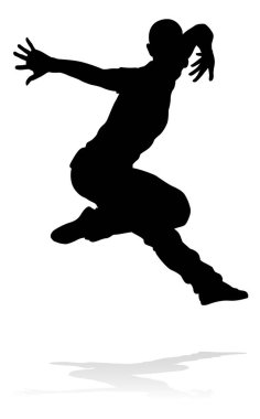 Siluet bir erkek sokak dans hip hop dansçısı