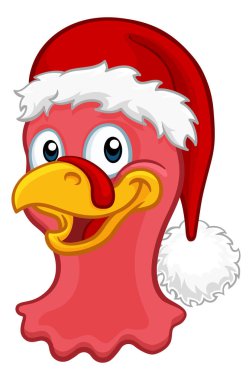 Noel ya da Şükran Günü Noel Baba şapkası takan çizgi film karakteri