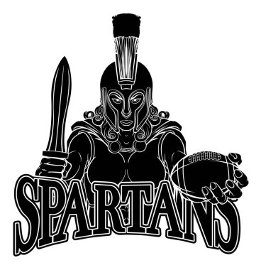 A Spartan or Trojan female gladiator warrior woman American football sports mascot clipart