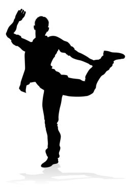 A male street dance hip hop dancer in silhouette clipart