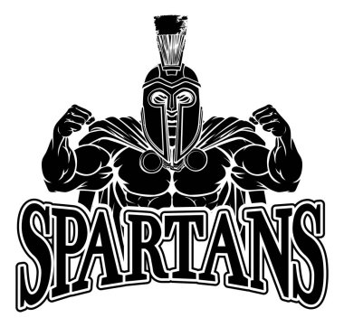 Bir Spartalı ya da Truva savaşçısı çizgi film spor maskotu