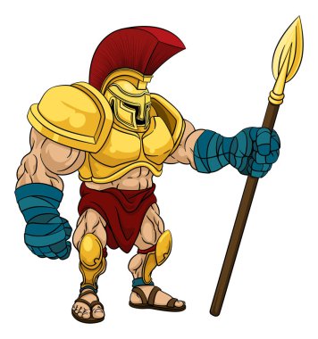 A Spartan soldier, Roman gladiator or ancient Greek trojan warrior cartoon character clipart