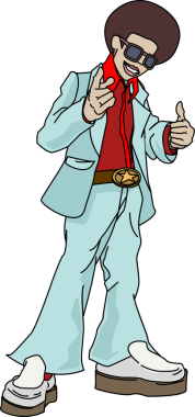 Retro disko adamı çizgi film karakteri çizimi