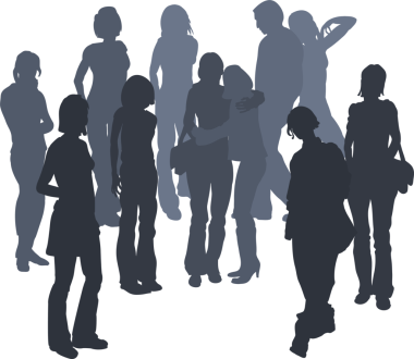 grup arkadaşları siluet çizimi