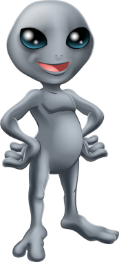 karikatür mutlu gri yaratık