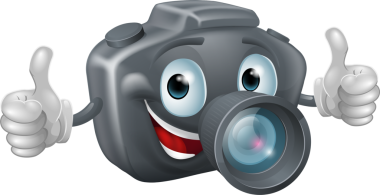 Çizgi film kamera maskotu tasarım elementi 