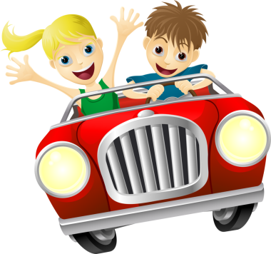 çizgi film erkek ve kadın arabada