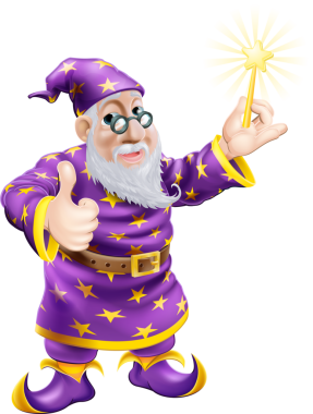 Sihirbaz değneği ile yukarı