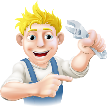 karikatür tesisatçı veya işaret eden mekanik