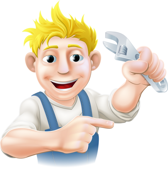 karikatür tesisatçı veya işaret eden mekanik