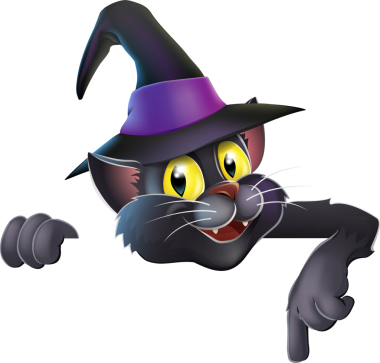 İşaretçi çizgi film witchs kedi