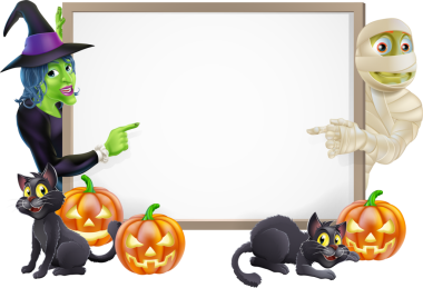 Mumya ve cadı halloween işareti