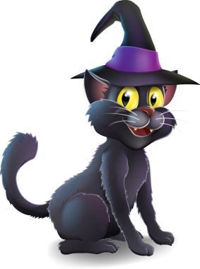 Cadılar Bayramı Cadısı Kedi tasarım elementi