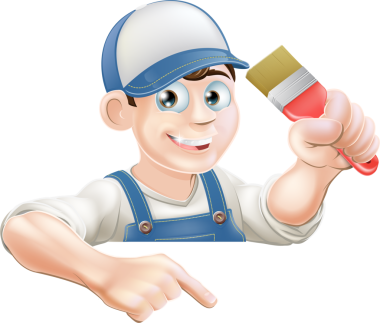 afiş işaret eden ressam