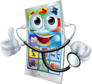 steteskop elinde cep telefonu adam