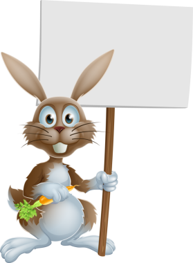 Bunny tavşan havuç ve işareti karikatür