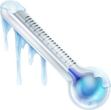 Buz, kar ve sarkıtlarla düşük sıcaklıkta dondurulmuş soğuk termometrenin bir örneği.