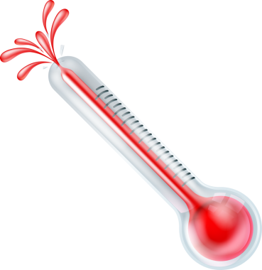 Patlama veya patlayan yüksek sıcaklıkta sıcak bir termometre bir çizimi