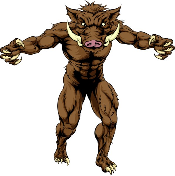 Рисунок навязчивого кабана спортивного персонажа стоя
