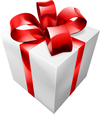 Kırmızı ve beyaz hediye bir şerit ve büyük yay ile bir çizimi