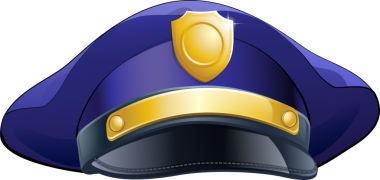 Bir illüstrasyon mavi polis s şapka veya altın bir kalkan kapak