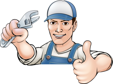 Bir karikatür tamircisi ya da muslukçu onay veriyor.