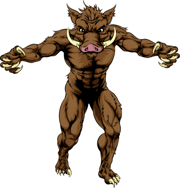 Иллюстрация кабана спортивного персонажа с выцарапанными когтями
