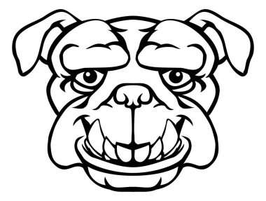 Bir bulldog maskotu. Sevimli, mutlu bir hayvan çizgi film karakteri.