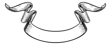 Eski moda ahşap kesim tarzında bir parşömen kurdelesi.